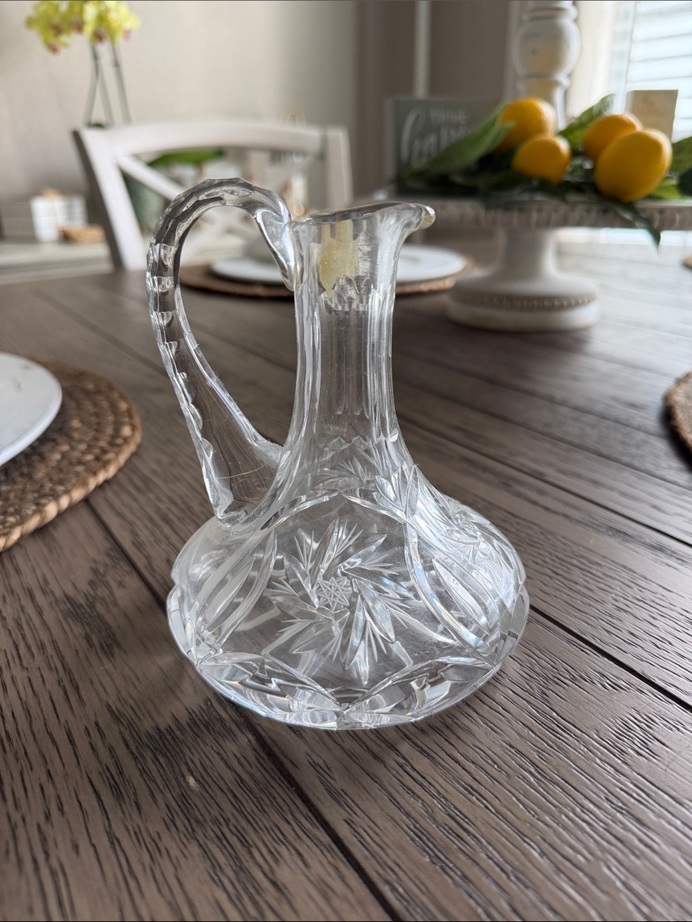 Cut Crystal Etched Glass Pitcher - Clear